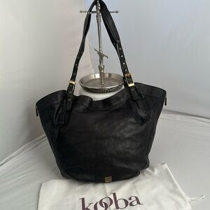 Kooba Blake Y2K black large soft leather tote with adjustable dual top handles